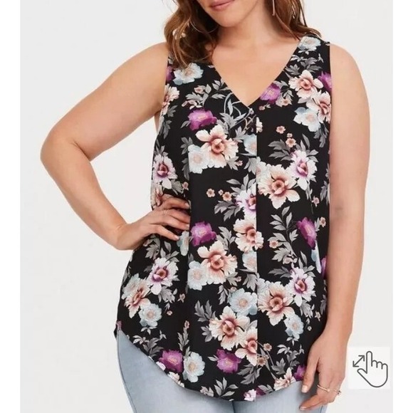 torrid Tops - Torrid Georgette Single Pleat Front Chiffon Sleeveless Blouse Floral Plus Sz 2X